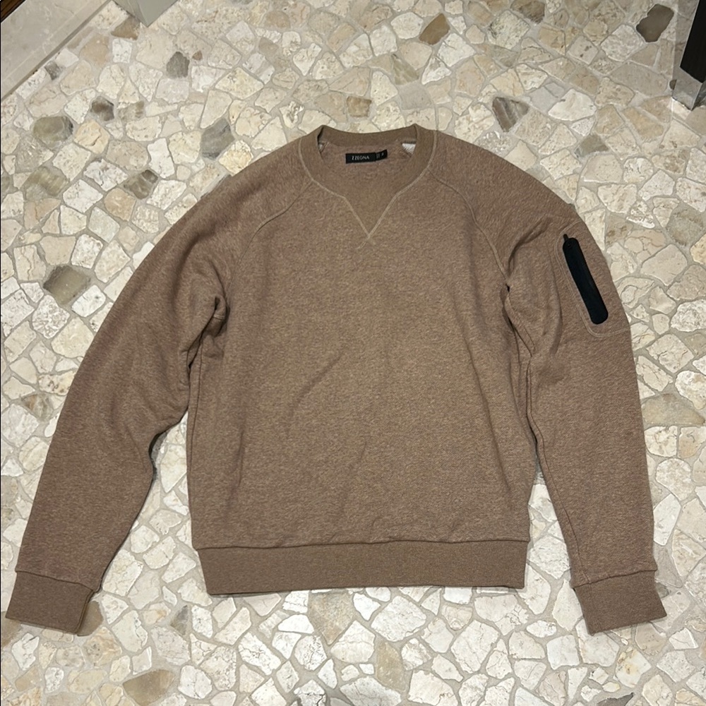 Z Zegna Brown Crewneck Sweater Soft Knit Casual